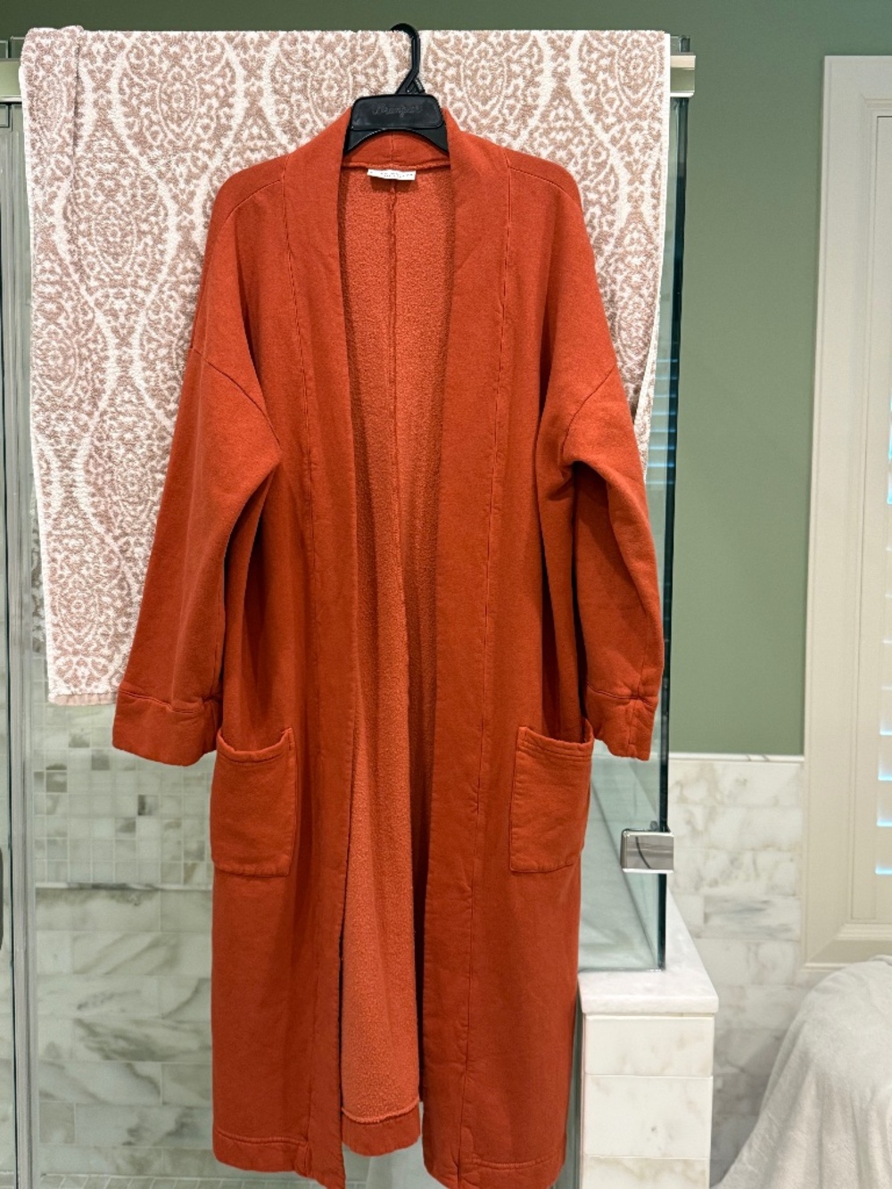 Bryn Walker Rust Orange Long Duster Open Front Cardigan Coat